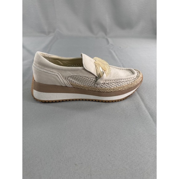 Dolce Vita Jadah Shoes Womens Size 8 Ivory Nubuck Chain Platform Loafers Slip On - Picture 6 of 11